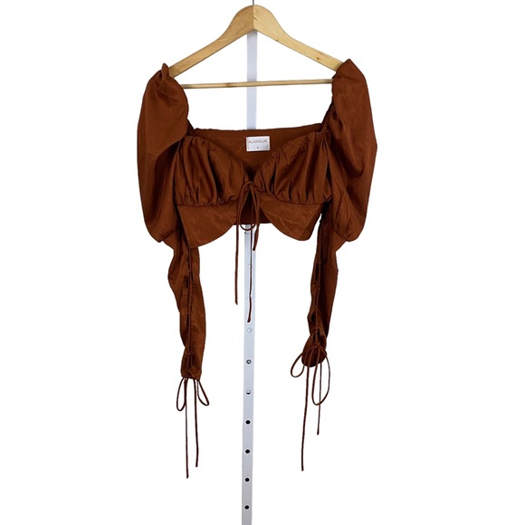 * Alamour The Label Crop Top with Juliet Sleeves Copper Size Small - Picture 6 of 14
